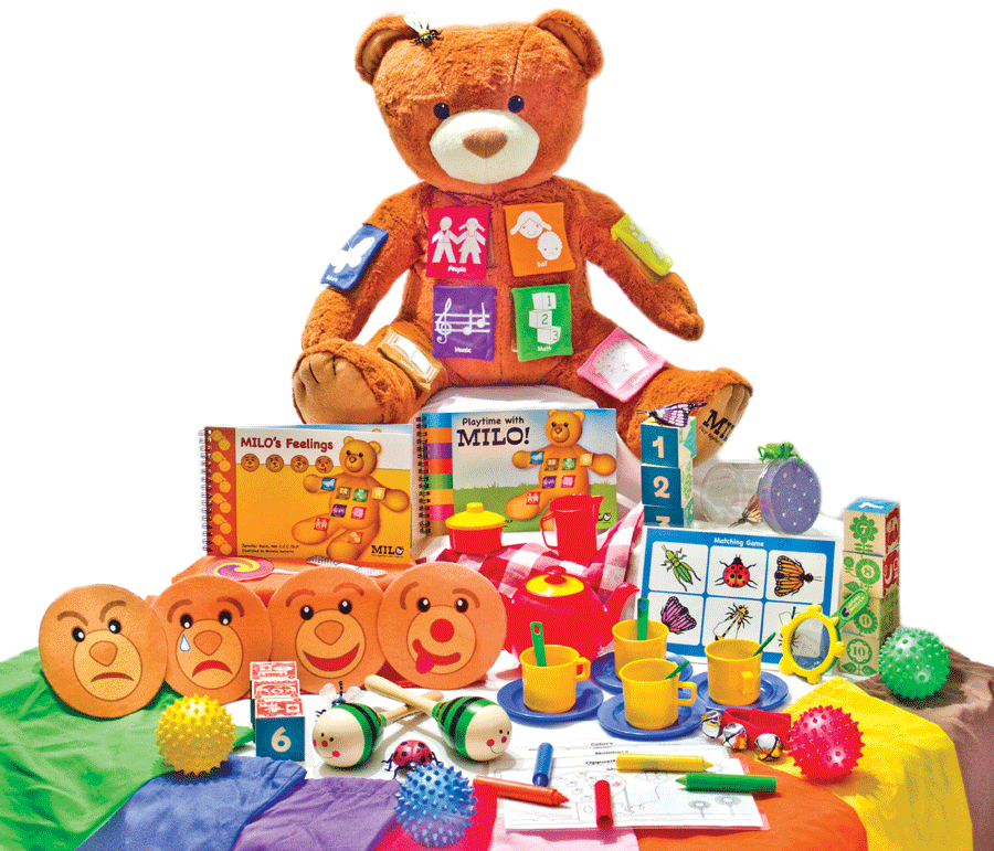 The full Milo Bear kit for parents and therapists of special needs children.